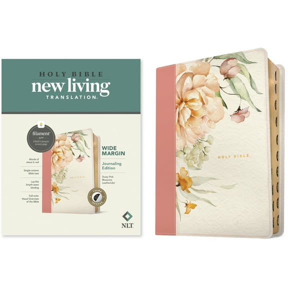 NLT Wide Margin Bible, Filament Enabled (Leatherlike, Dusty Pink Blossoms, Indexed), (Hardcover)