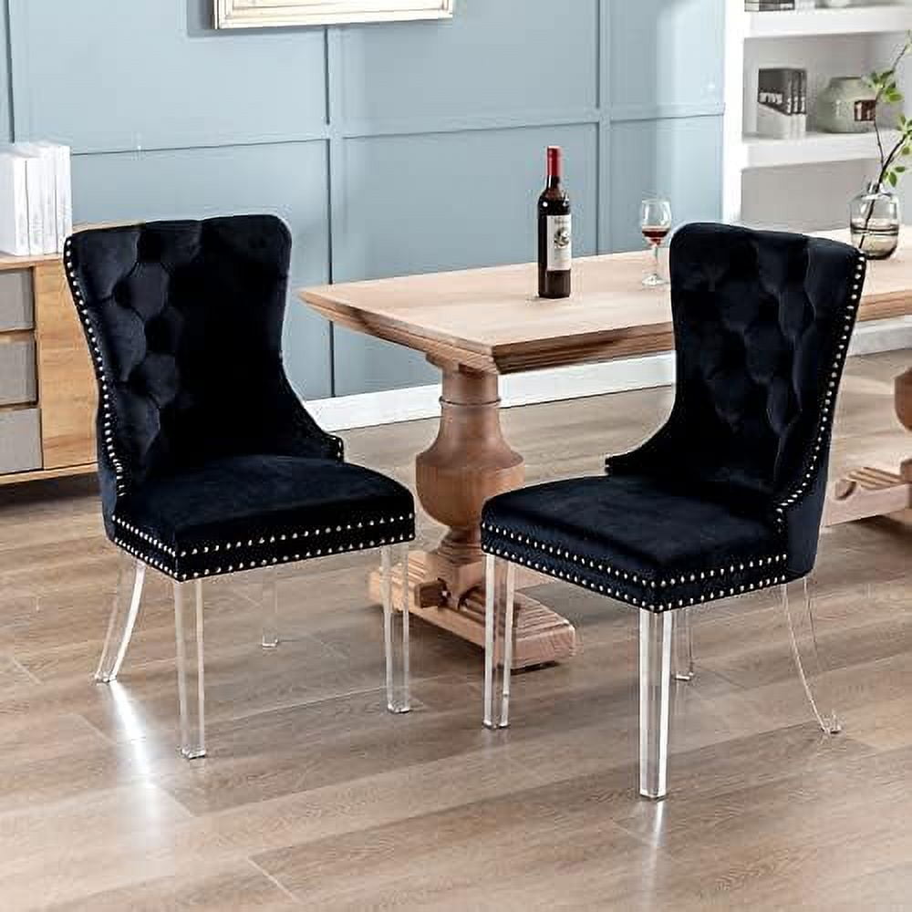 NLTBONNIE Dining Chairs Velvet Dining Room Chair Gold Metal Legs Luxury Tufted Back Rhomboid ...