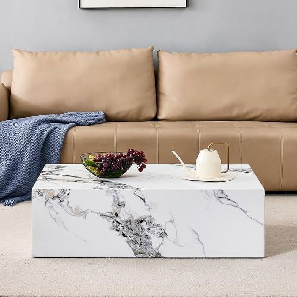 NLTBONNIE Luxury Marble Coffee Table with Black Faux Marble Top Oval ...