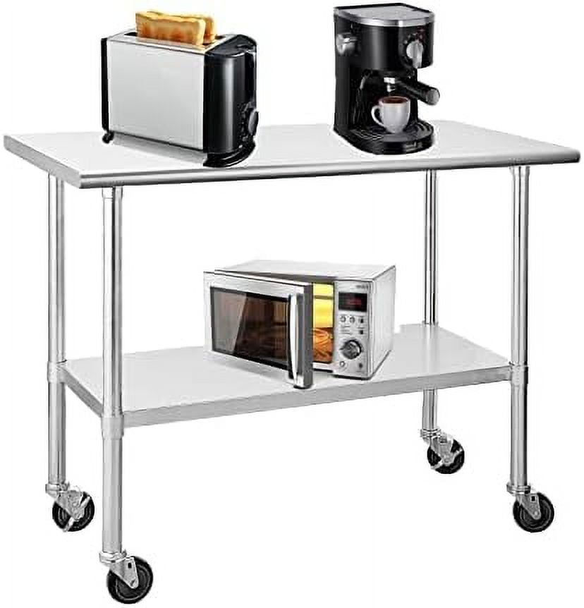 NLTBONNIE Stainless Steel Table 24 x 30 Inches NSF with Wheels and