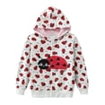 thumbnail image 1 of NLVRBC Toddler Girls Zip Up Ladybug Hoodies Kids All-Over Print Jacket With Hood 4T, 1 of 7