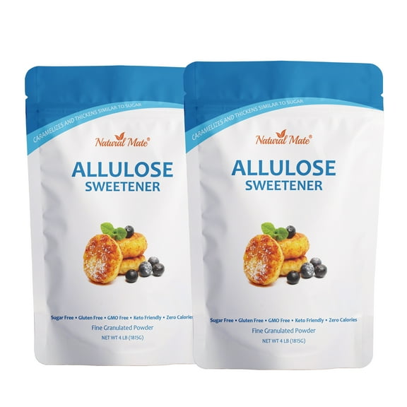 Natural Mate Allulose Natural Sweetener: Plant Based Keto Diet Friendly Sugar Free Substitute Sweetener - Baking & Beverages | Pack of 2, 4-LB/Each, Total Servings 908