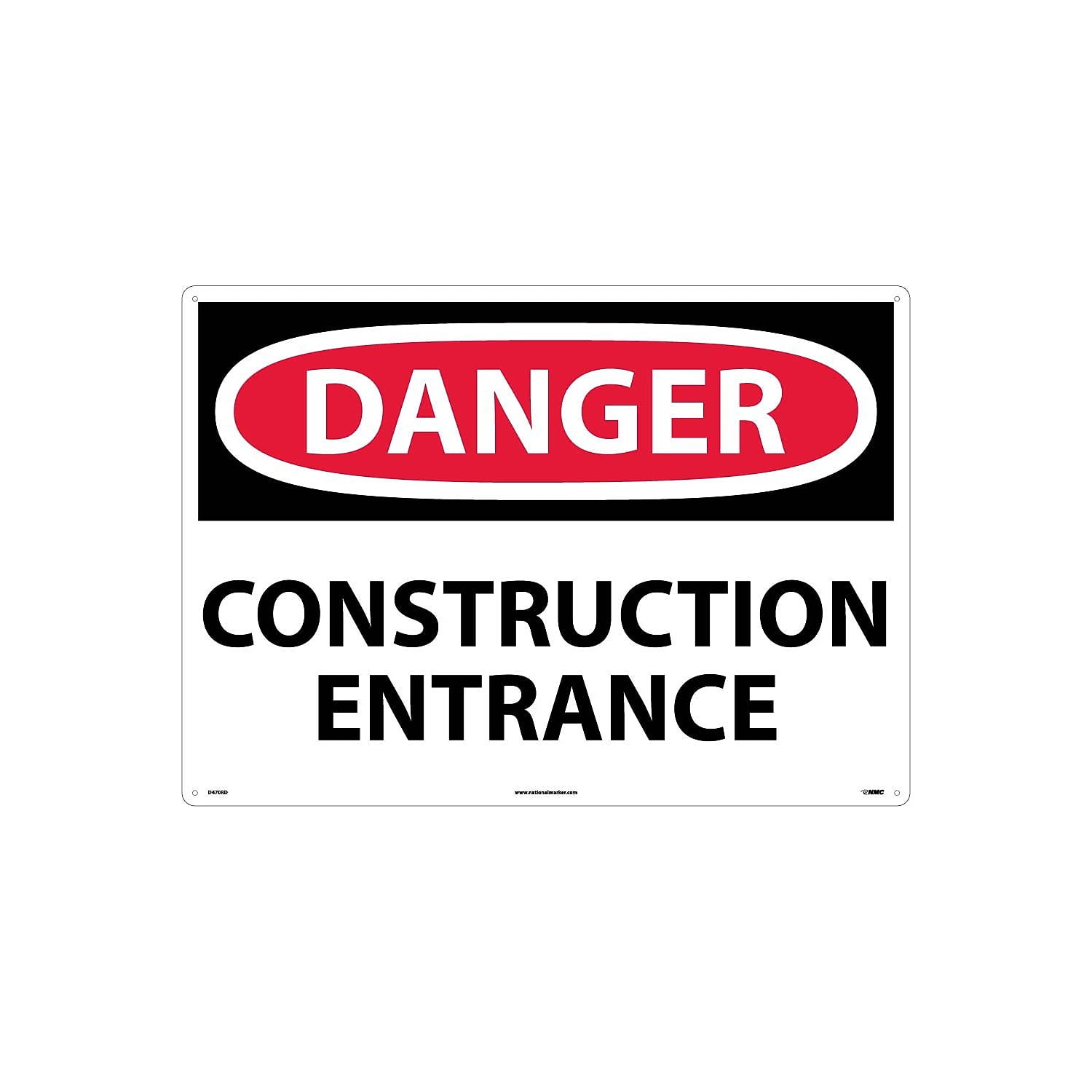 National Marker Danger Signs; Construction Entrance 20X28 Rigid Plastic ...