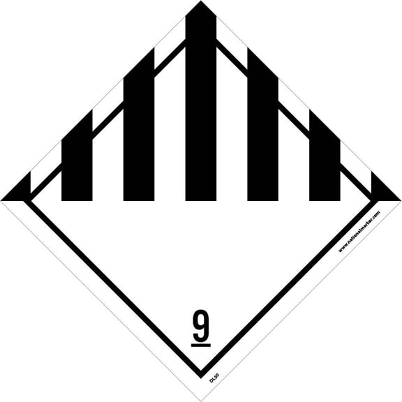 NMC DL50AP DOT SHIPPING LABELS, CLASS 9, 4X4, PS VINYL (PAK OF 25)