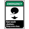 thumbnail image 1 of NMC EGA4RB Emergency Sign 14x10 Rigid Plastic - Eye Wash Station Keep Area Clear, 1 of 3