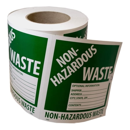 NMC HW5AL Non-Hazardous Waste Optional Information: Shipper__, Address__, City, State, Zip__, Contents__ Label - [Roll of 500] PS Paper Hazmat Label Pressure Sensitive Paper