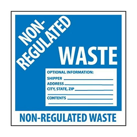 NMC HW9ALV Non-Regulated Waste Optional Information: Shipper, Address, City, State, Zip, Contents_ Label - [Roll of 500] PS Vinyl Hazmat Label