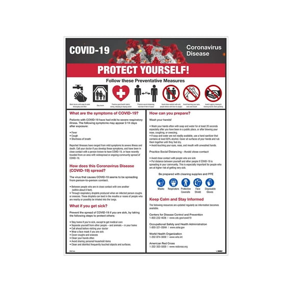NMC - Safety poster - COVID-19 preventative measures - rectangular - 17.99 in x 24.02 in - PolyTag