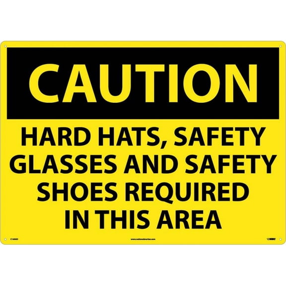 NMC Signs C160Ad, Large Format Caution Ppe Required Sign, 20 X 28, Aluminum .040