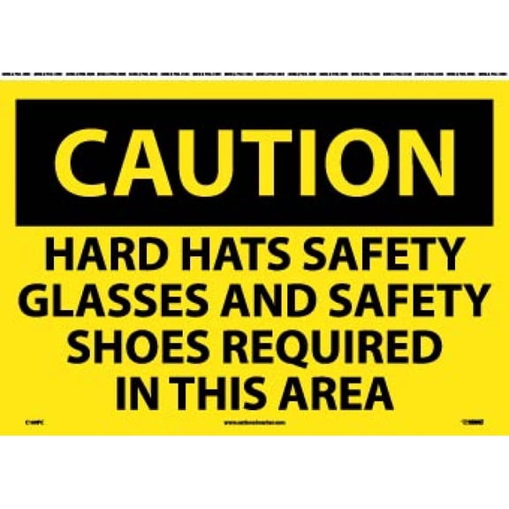 NMC Signs C160Pc, Large Format Caution Ppe Required Sign, 14 X 20, Pressure Sensitive Vinyl .0045