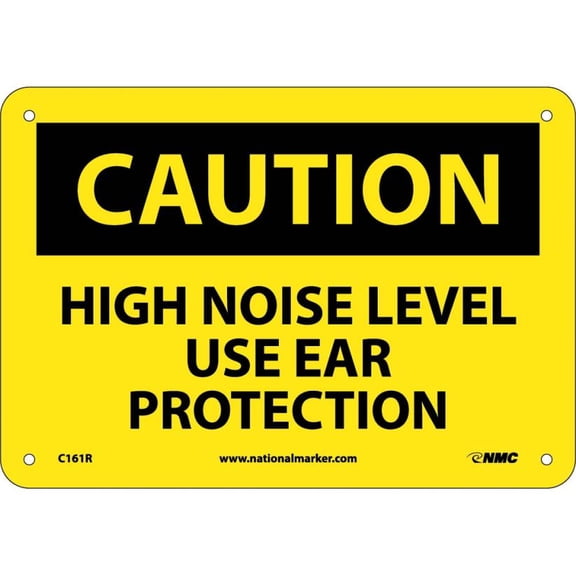 NMC Signs C161R, Caution High Noise Level Use Ear Protection Sign, 7 X 10, Rigid Plastic .050