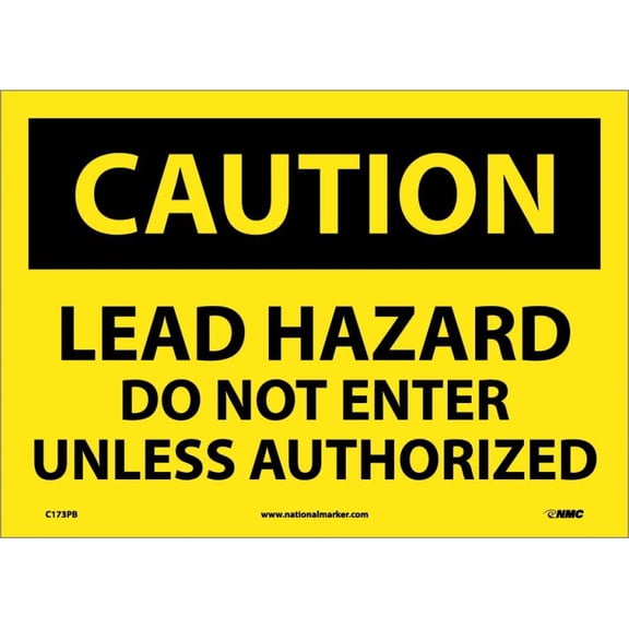 NMC Signs C173Pb, Caution Lead Hazard Do Not Enter Sign, 10 X 14, Pressure Sensitive Vinyl .0045