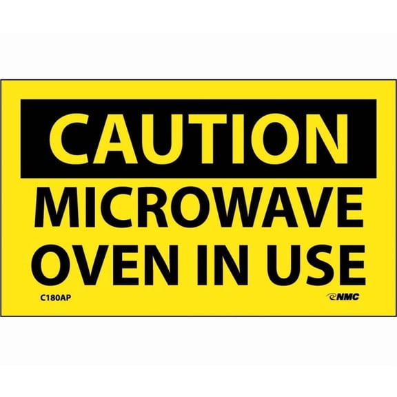 NMC Signs C180Ap, Caution Microwave Oven In Use Label, 3 X 5, Pressure Sensitive Vinyl .0045