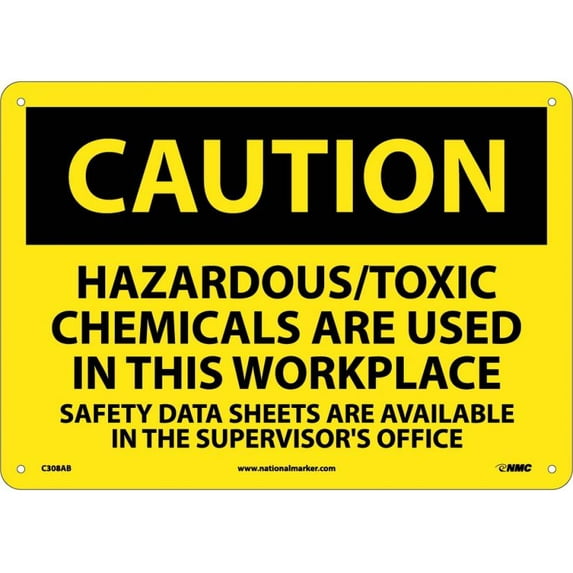NMC Signs C308Ab, Caution Hazardous/Toxic Chemicals In Use Sign, 10 X 14, Aluminum .040