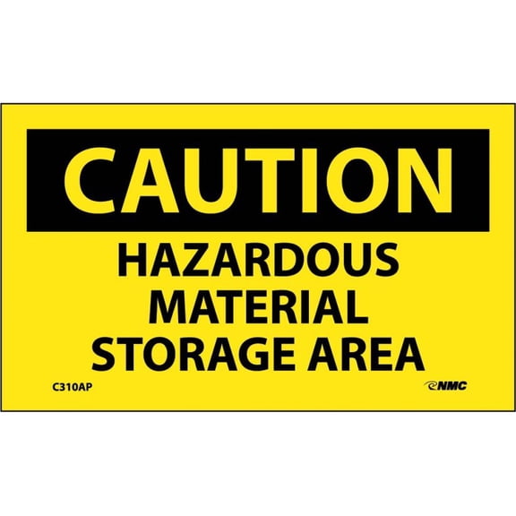 NMC Signs C310Ap, Caution Hazardous Material Storage Area Label, 3 X 5, Pressure Sensitive Vinyl .0045