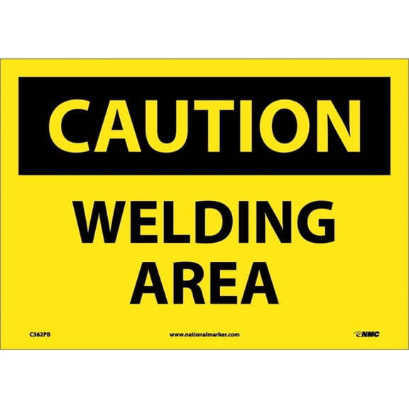 NMC Signs C362Pb, Caution Welding Area Sign, 10 X 14, Pressure Sensitive Vinyl .0045