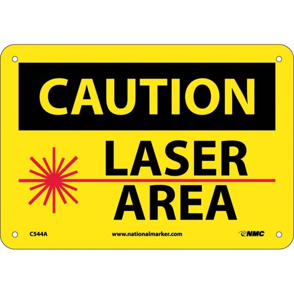 NMC Signs C544A, Caution Laser Area Sign, 7 X 10, Aluminum .040
