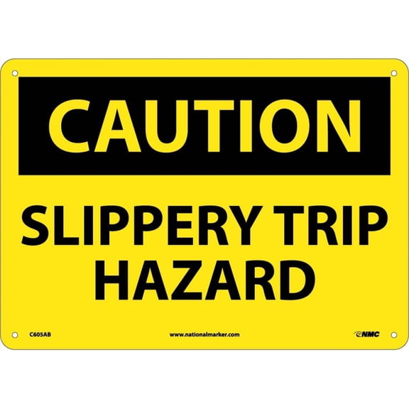 NMC Signs C605Ab, Caution Slippery Trip Hazard Sign, 10 X 14, Aluminum .040