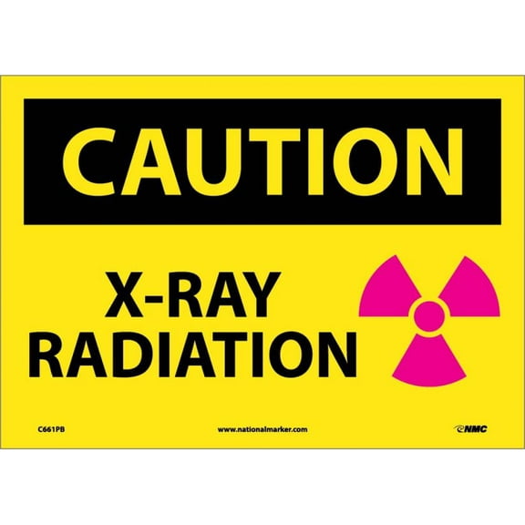 NMC Signs C661Pb, Caution X-Ray Radiation Sign, 10 X 14, Pressure Sensitive Vinyl .0045