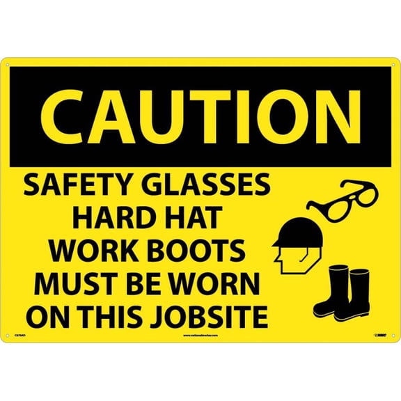 NMC Signs C670Ad, Large Format Caution Ppe Required Sign, 20 X 28, Aluminum .040