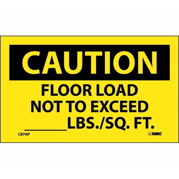 NMC Signs C87Ap, Caution Floor Load Restrictions Label, 3 X 5, Pressure Sensitive Vinyl .0045