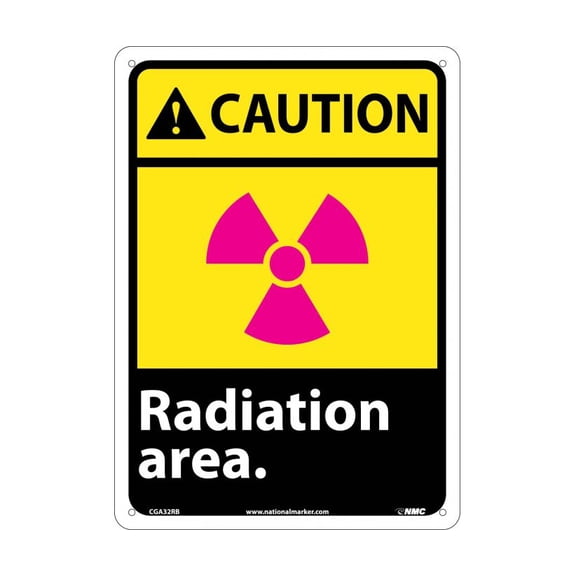 NMC Signs Cga32Rb, Caution Radiation Area Sign, 14 X 10, Rigid Plastic .050