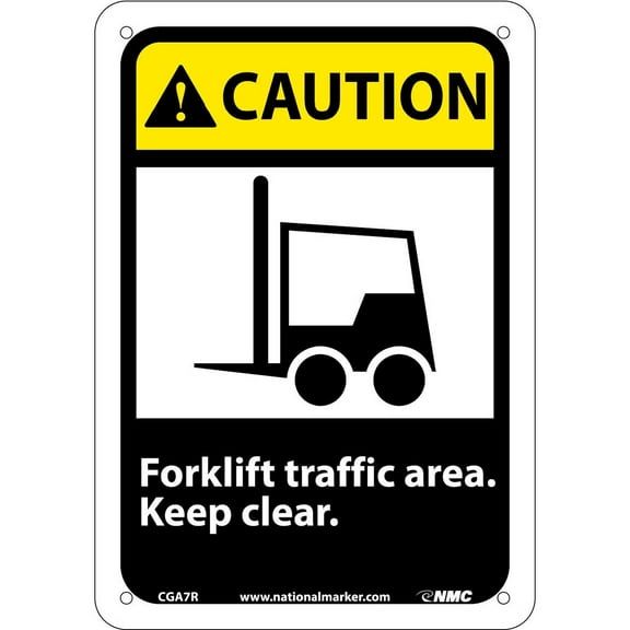 Graphic Signs - Caution Forklift Traffic Area - Plastic 7""W X 10""H