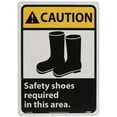 thumbnail image 1 of "Caution - Safety Shoes Required in This Area", 14" Long x 10" Wide, Rigid Plastic Safety Sign, 1 of 1