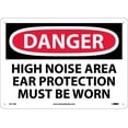 thumbnail image 1 of NMC Signs D211Rb, Danger High Noise Area Ear Protection Must Be Worn Sign, 10 X 14, Rigid Plastic .050, 1 of 2