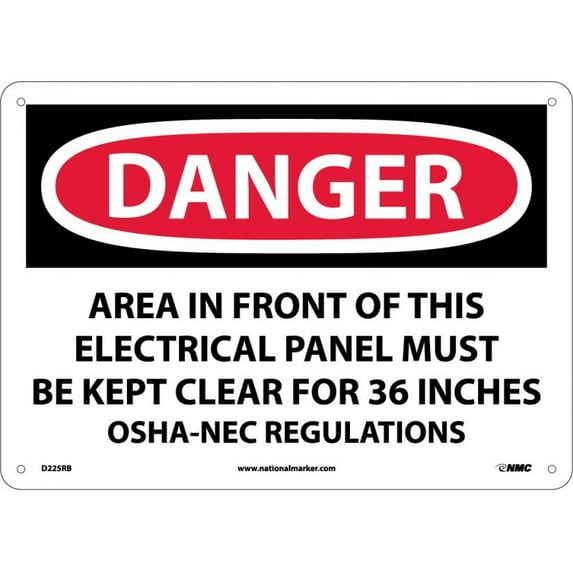 NMC Signs D225Rb, Danger Electrical Hazard Sign, 10 X 14, Rigid Plastic .050
