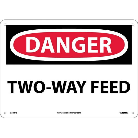 NMC Signs D322Rb, Danger Two Way Feed Sign, 10 X 14, Rigid Plastic .050