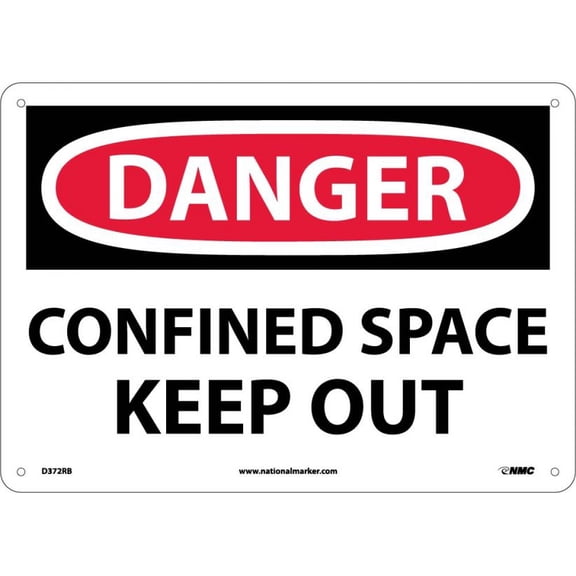 NMC Signs D372Rb, Danger Confined Space Keep Out Sign, 10 X 14, Rigid Plastic .050