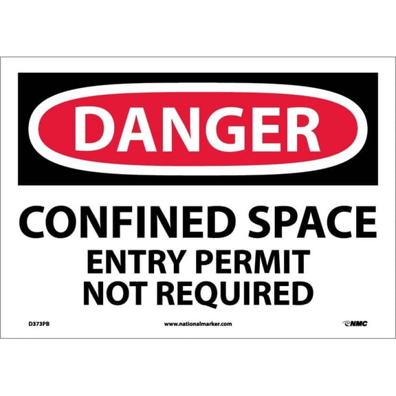 NMC Signs D373Pb, Danger Confined Space Entry Permit Not Required Sign, 10 X 14, Pressure Sensitive Vinyl .0045