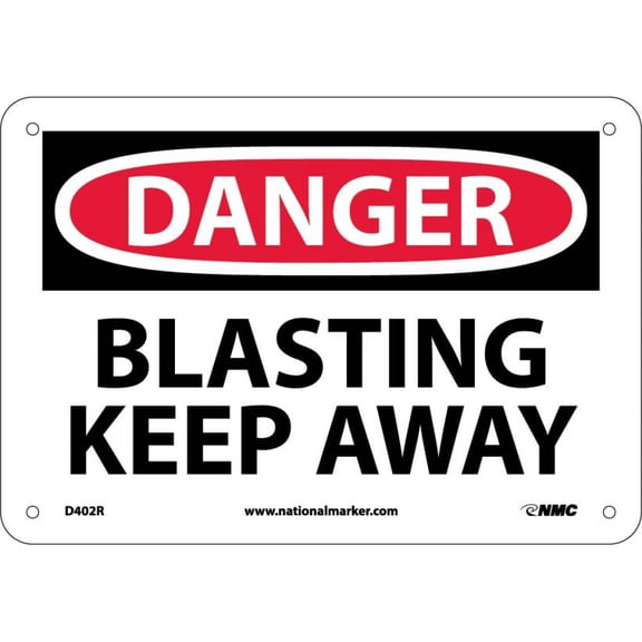 NMC Signs D402R, Blasting Keep Away Sign, 7 X 10, Rigid Plastic .050