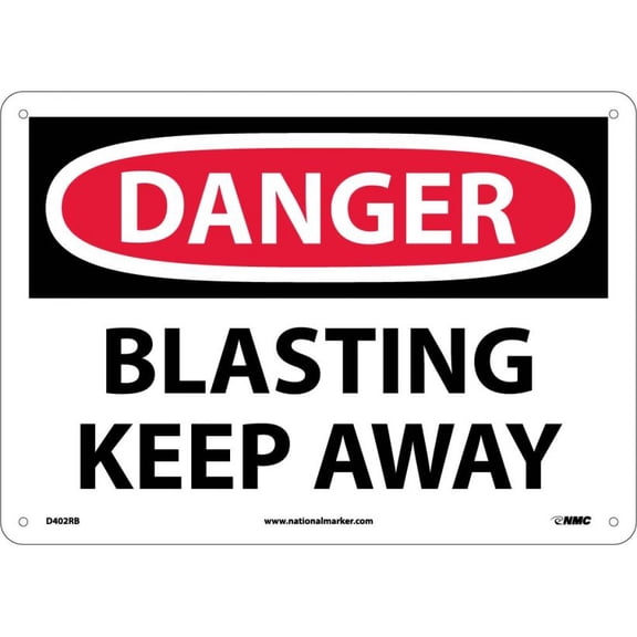 NMC Signs D402Rb, Blasting Keep Away Sign, 10 X 14, Rigid Plastic .050