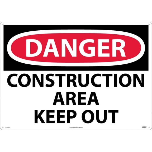 NMC Signs D404Rd, Large Format Danger Construction Area Keep Out Sign, 20 X 28, Rigid Plastic .050