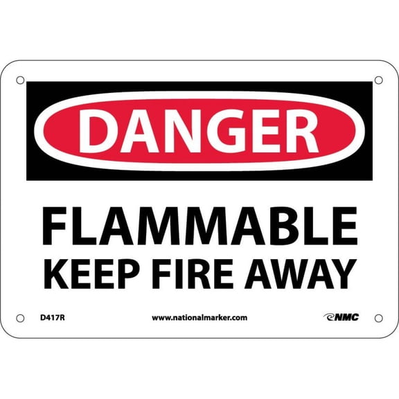 NMC Signs D417R, Danger Flammable Keep Fire Away Sign, 7 X 10, Rigid Plastic .050