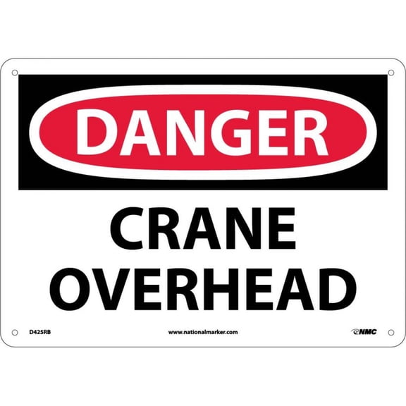NMC Signs D425Rb, Danger Crane Overhead Sign, 10 X 14, Rigid Plastic .050