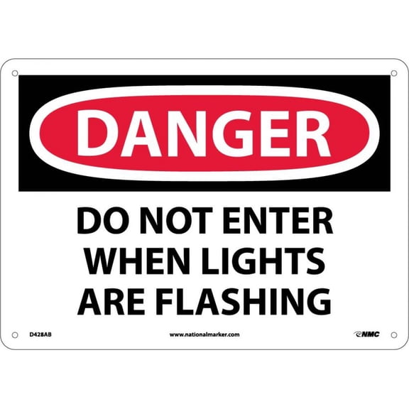 NMC Signs D428Ab, Danger Do Not Enter When Lights Are Flashing Sign, 10 X 14, Aluminum .040