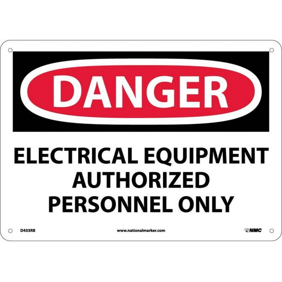 NMC Signs D433Rb, Danger Electrical Equipment Sign, 10 X 14, Rigid Plastic .050