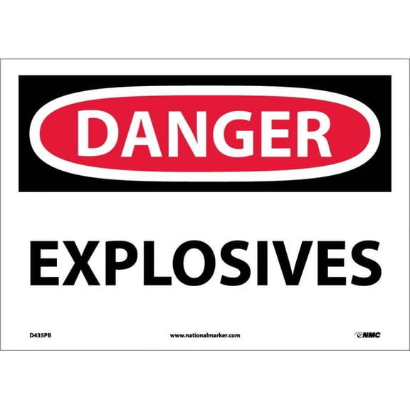 NMC Signs D435Pb, Danger Explosives Sign, 10 X 14, Pressure Sensitive Vinyl .0045
