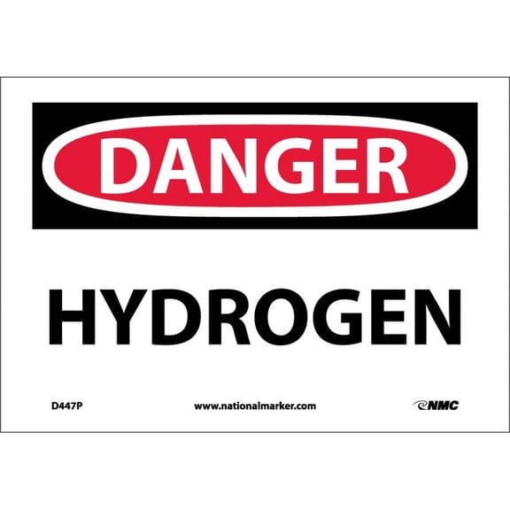 NMC Signs D447P, Hydrogen Sign, 7 X 10, Pressure Sensitive Vinyl .0045
