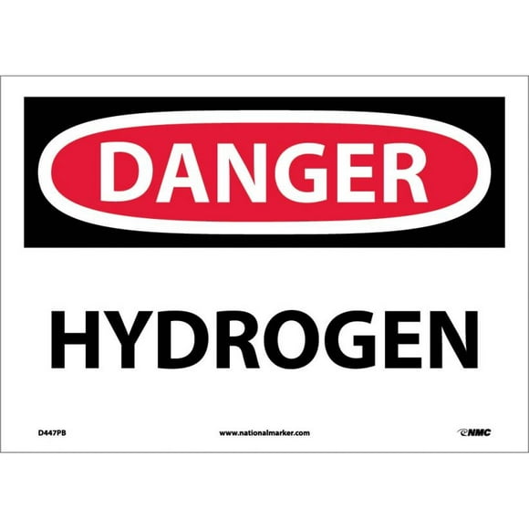NMC Signs D447Pb, Hydrogen Sign, 10 X 14, Pressure Sensitive Vinyl .0045