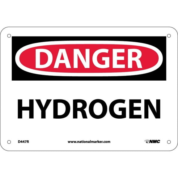 NMC Signs D447R, Hydrogen Sign, 7 X 10, Rigid Plastic .050
