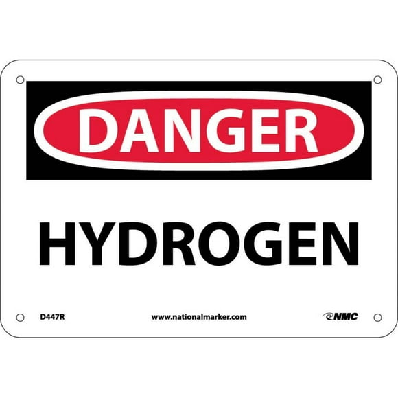 NMC Signs D447R, Hydrogen Sign, 7 X 10, Rigid Plastic .050