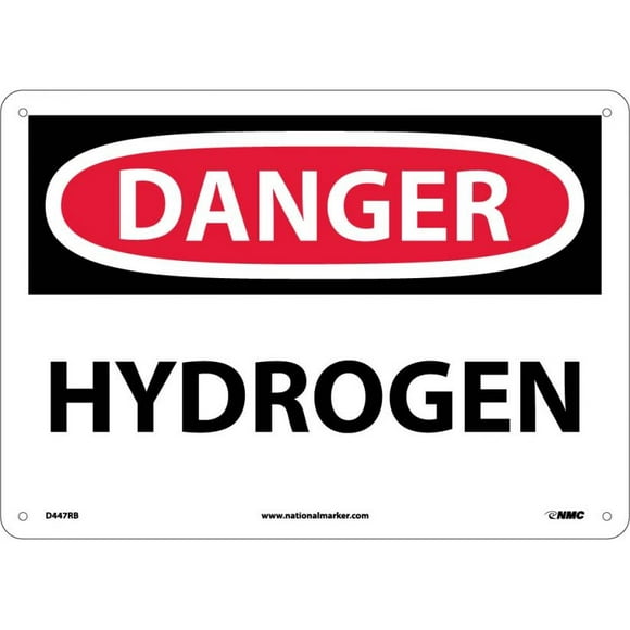 NMC Signs D447Rb, Hydrogen Sign, 10 X 14, Rigid Plastic .050
