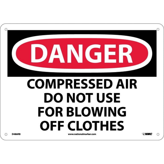 NMC Signs D486Rb, Danger Compressed Air Do Not Use Sign, 10 X 14, Rigid Plastic .050