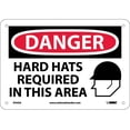 thumbnail image 1 of NMC Signs D545A, Danger Hard Hats Required In This Area Sign, 7 X 10, Aluminum .040, 1 of 1