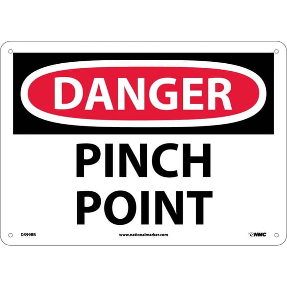 NMC Signs D599Rb, Danger Pinch Point Sign, 10 X 14, Rigid Plastic .050