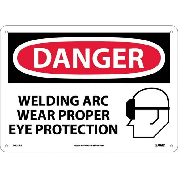 NMC Signs D630Rb, Danger Welding Arc Wear Proper Eye Protection Sign, 10 X 14, Rigid Plastic .050